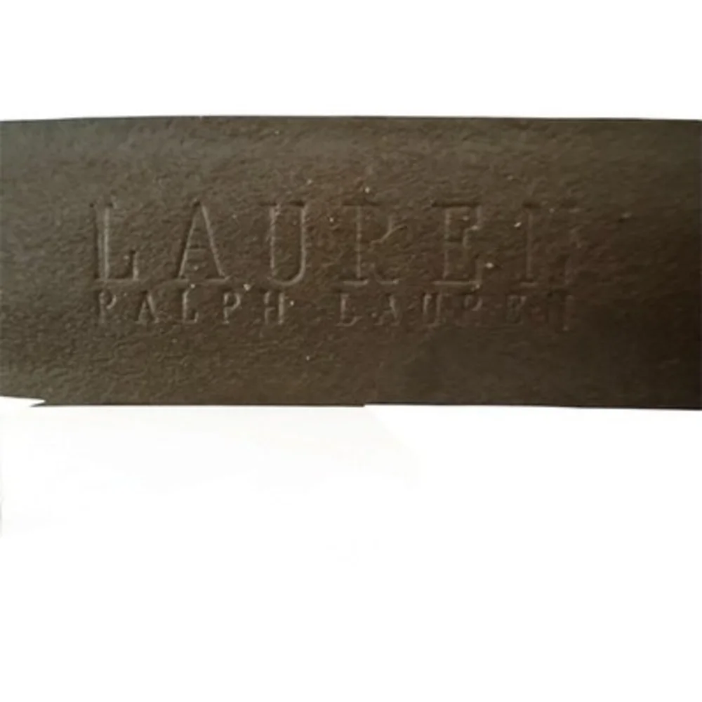 Lauren Ralph Lauren Brown Leather Woven Embossed Belt Brass Buckle Size 38 VG